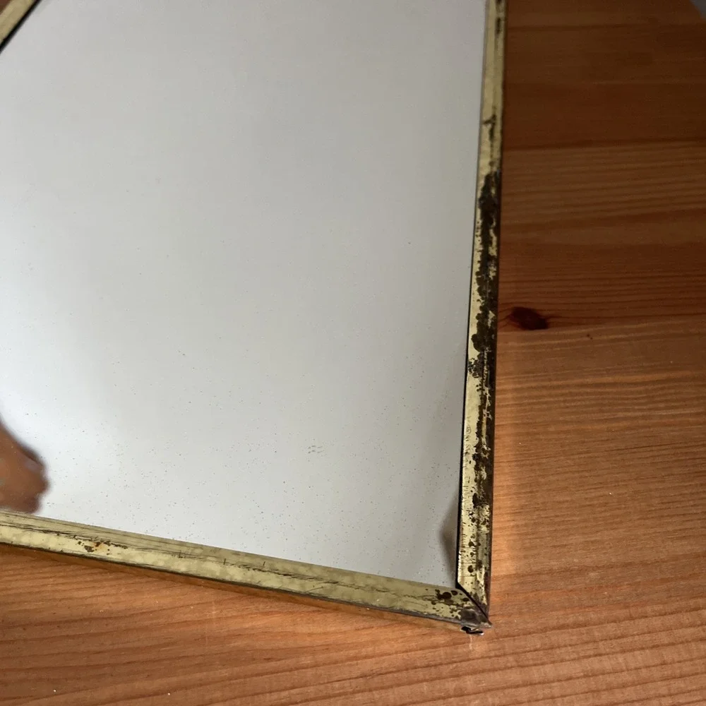 Vintage 1960s Tri Fold Gold Floral Vanity Mirror MCM with Wall Hooks - Picture 2 of 6